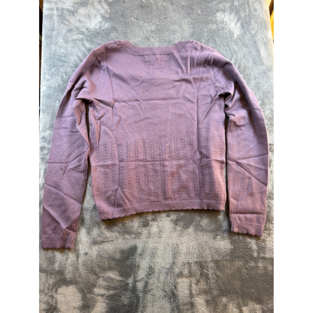 RSQ Tillys Girls Plum‎ Knit Sweater Bow Neck Cable Knit Trim Kids Large - Picture 8 of 8
